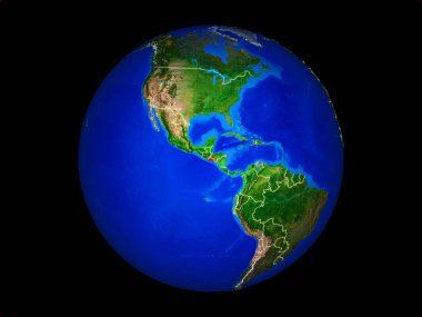 El Salvador ülke sınırları ile gezegen dünya üzerinde. Son derece detaylı gezegen yüzeyi. 3d illüstrasyon. Nasa tarafından döşenmiş bu görüntünün elemanları.