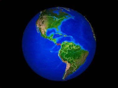 Panama ülke sınırları ile gezegen Dünya üzerinde. Son derece detaylı gezegen yüzeyi. 3d illüstrasyon. Nasa tarafından döşenmiş bu görüntünün elemanları.