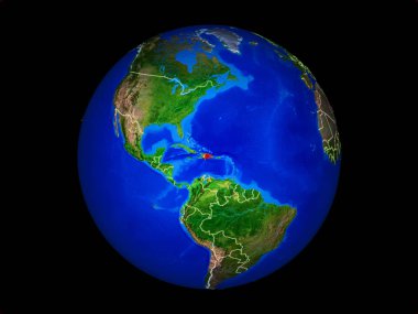 Ülke sınırları ile gezegen dünya üzerinde Dominik Cumhuriyeti. Son derece detaylı gezegen yüzeyi. 3d illüstrasyon. Nasa tarafından döşenmiş bu görüntünün elemanları.