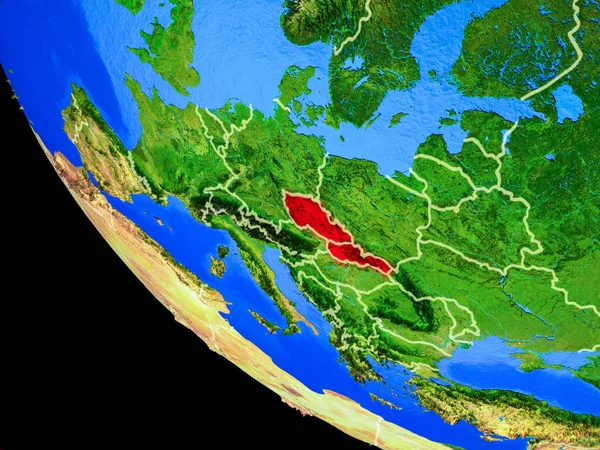 Voormalige Tsjecho Slowakije Realistische Model Van Planeet Aarde Met Landsgrenzen — Stockfoto