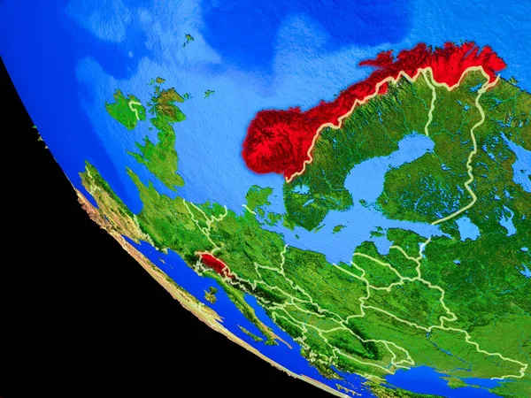Krajów Efta Realistyczny Model Planety Ziemia Granic Kraju Bardzo Szczegółowe — Zdjęcie stockowe