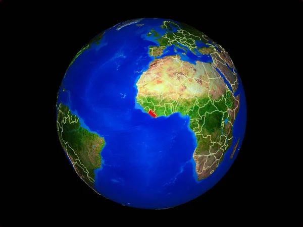 Liberia Planeet Planeet Aarde Met Landsgrenzen Uiterst Gedetailleerd Planet Oppervlak — Stockfoto
