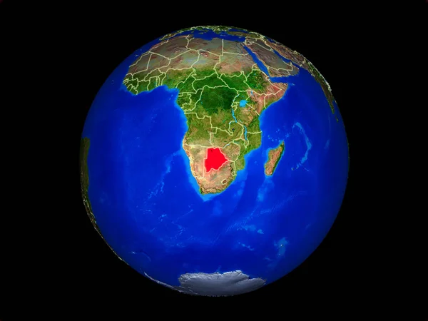 Ботсвана Планете Земля Границами Страны Чрезвычайно Подробная Поверхность Планеты Иллюстрация — стоковое фото