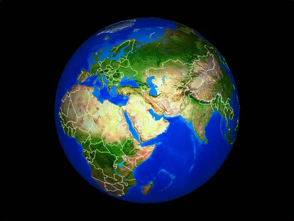 Kuwejt Planecie Ziemia Granicami Kraju Niezwykle Szczegółowa Powierzchnia Planety Ilustracji — Zdjęcie stockowe