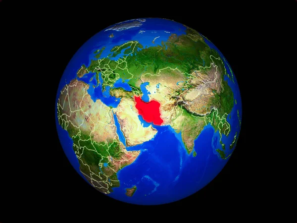 伊朗在地球上与国界接壤 非常详细的行星表面 这张图片的元素由美国宇航局提供 — 图库照片