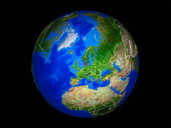 Dinamarca Planeta Terra Com Fronteiras País Superfície Planeta Extremamente Detalhada — Fotografia de Stock