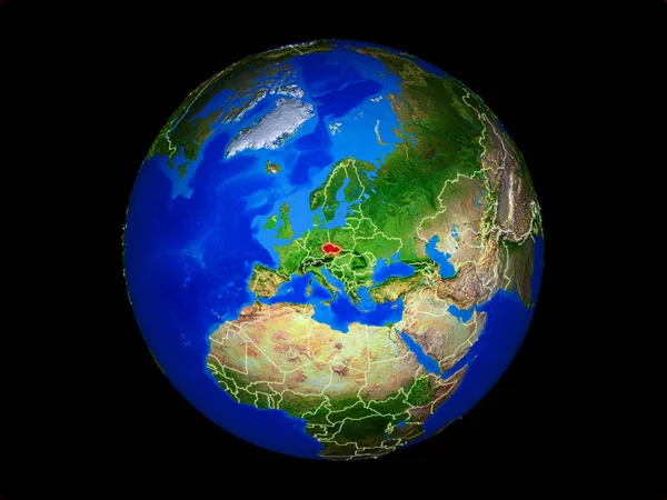 República Checa Planeta Planeta Tierra Con Fronteras Nacionales Superficie Planetaria — Foto de Stock