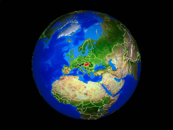 Hungría Planeta Planeta Tierra Con Fronteras Nacionales Superficie Planetaria Extremadamente —  Fotos de Stock