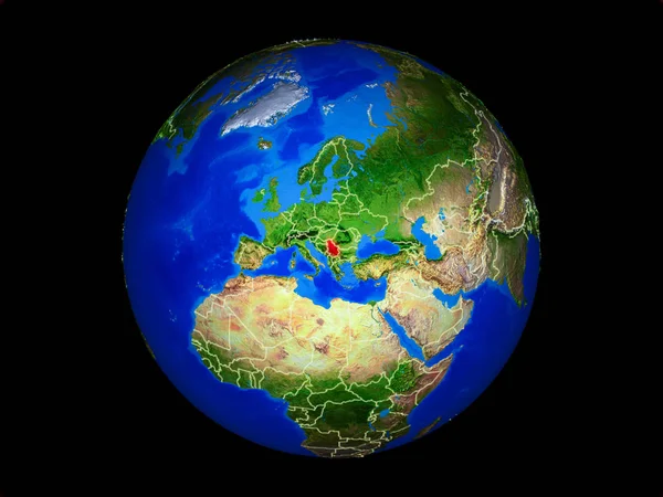 Sérvia Planeta Terra Com Fronteiras País Superfície Planeta Extremamente Detalhada — Fotografia de Stock