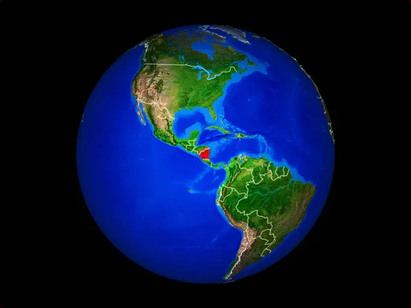 Nicaragua Auf Dem Planeten Erde Mit Ländergrenzen Extrem Detaillierte Planetenoberfläche — Stockfoto