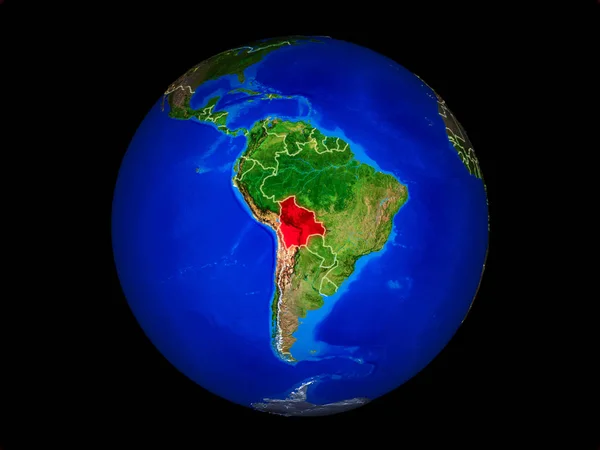 Boliwia Planecie Ziemia Granicami Kraju Niezwykle Szczegółowa Powierzchnia Planety Ilustracji — Zdjęcie stockowe