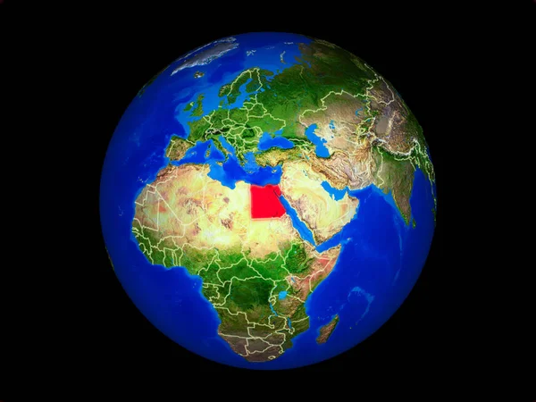 Egito Planeta Terra Com Fronteiras País Superfície Planeta Extremamente Detalhada — Fotografia de Stock