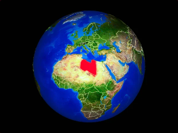 Ливия Планете Земля Границами Страны Чрезвычайно Подробная Поверхность Планеты Иллюстрация — стоковое фото
