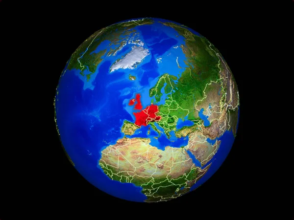 Western Europe Planet Planet Earth Country Borders Extremely Detailed Planet — Stock Photo, Image