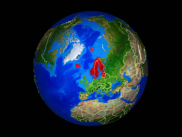 Europa Del Norte Planeta Tierra Con Fronteras Nacionales Superficie Planetaria —  Fotos de Stock