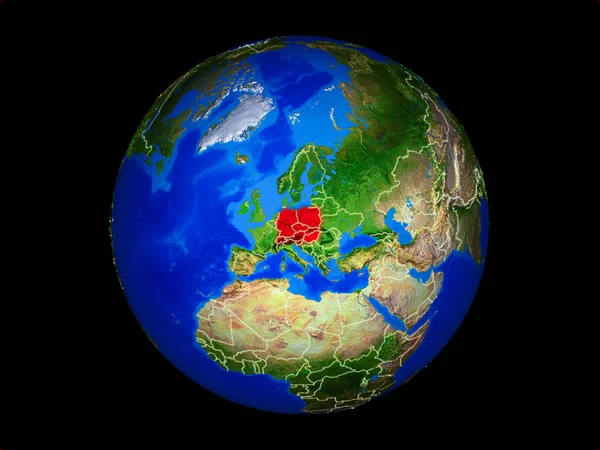 Europa Central Planeta Planeta Tierra Con Fronteras Nacionales Superficie Planetaria —  Fotos de Stock