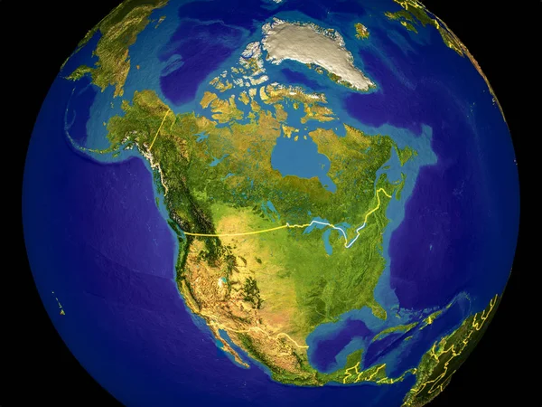 Severní Amerika Vesmíru Zemi Hranicemi Země Velmi Jemné Detaily Povrchu — Stock fotografie