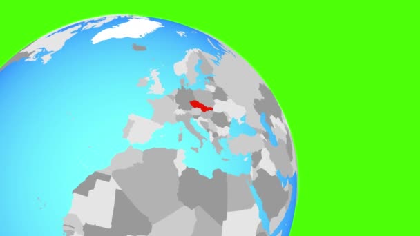 Zooma in i Tjeckoslovakien på den blå globen — Stockvideo