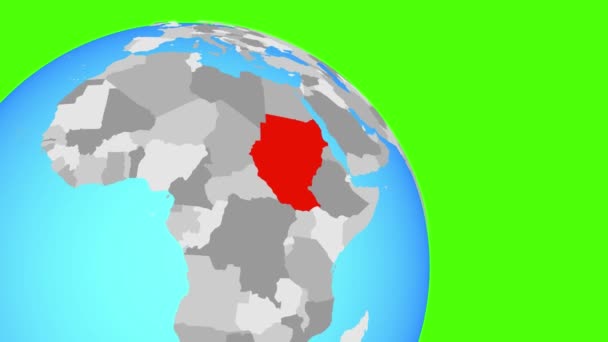 Zoom al Sudan sul globo blu — Video Stock