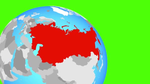 Zooming to Soviet Union on blue globe — Stock Video