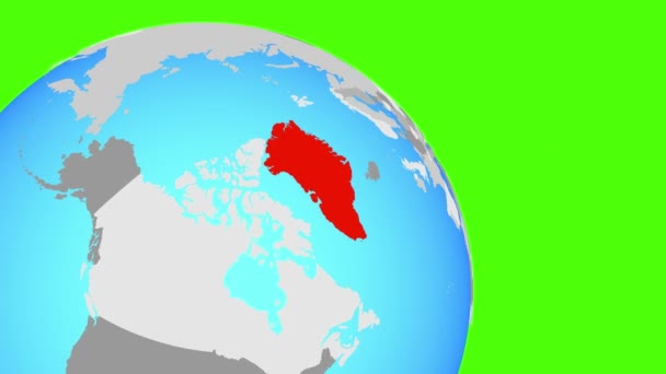 Perbesar ke Greenland di globe biru — Stok Video