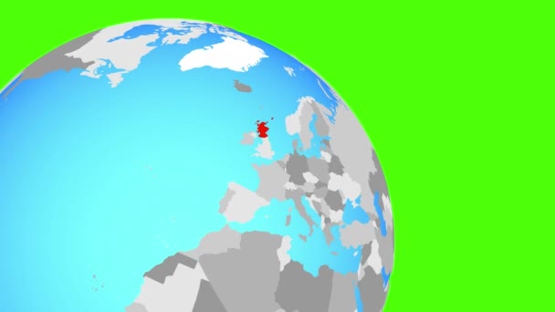 Zooming para a Escócia no globo azul — Vídeo de Stock