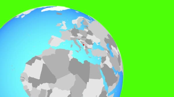 Zoom sur le Monténégro sur le globe bleu — Video