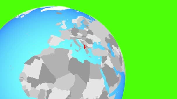 Zoom a Albania en globo azul — Vídeos de Stock
