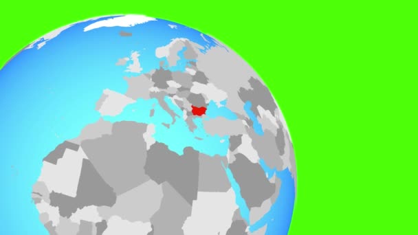Přiblížení Bulharska na modré zeměkouli — Stock video