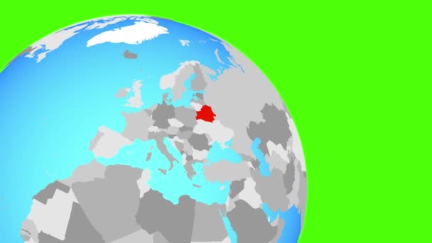 Zoomowanie na Białoruś na niebieskim globusie — Wideo stockowe