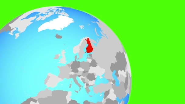 Zooma in i Finland på den blå globen — Stockvideo