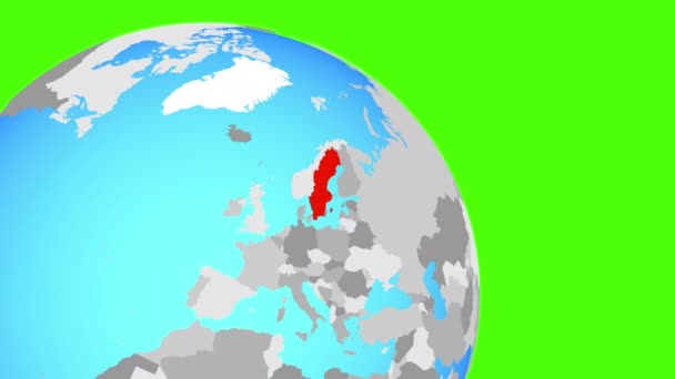 Nagyítás Svédországba a kék gömbön — Stock videók