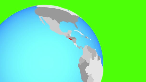Zbliżenie do Salwadoru na niebieskiej kuli ziemskiej — Wideo stockowe