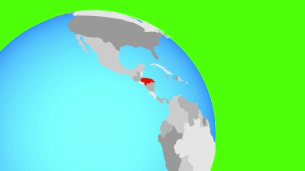 Zooma in till Honduras på den blå globen — Stockvideo