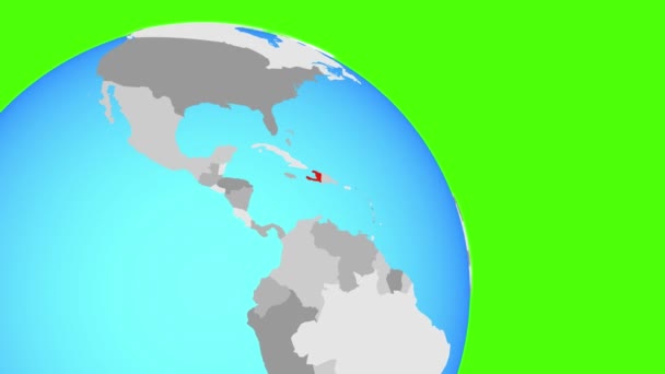 Zooming to Haiti on blue globe — Stock Video