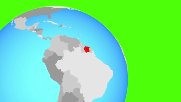 Zoom a Suriname sul globo blu — Video Stock