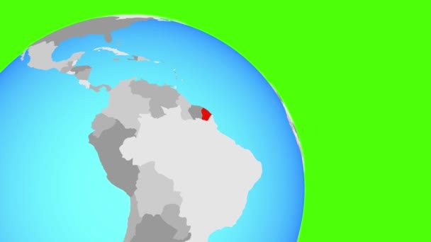 Acercamiento a Guayana Francesa en globo azul — Vídeo de stock