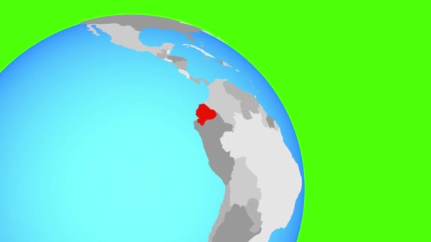 Zooming to Ecuador on blue globe — 비디오