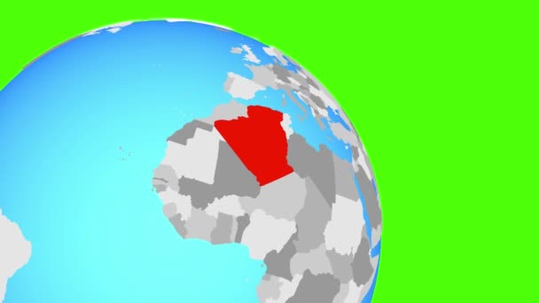 Zooma in i Algeriet på blå glob — Stockvideo