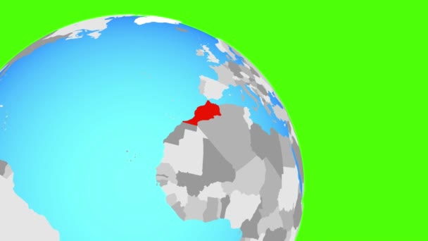 Zooma in i Marocko på blå glob — Stockvideo