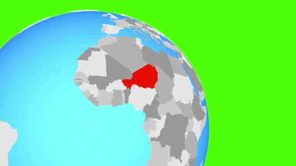 Zooming para o Níger no globo azul — Vídeo de Stock
