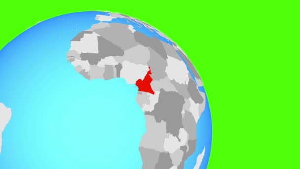 Přiblížení ke Kamerunu na modré zeměkouli — Stock video