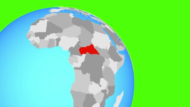 Zooming στην Κεντρική Αφρική σε μπλε σφαίρα — Αρχείο Βίντεο