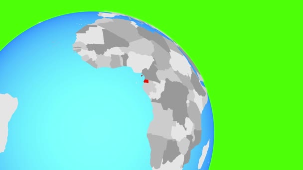 Zooming στην Ισημερινή Γουινέα σε μπλε σφαίρα — Αρχείο Βίντεο