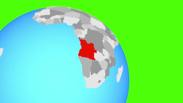 Přiblížení k Angole na modré kouli — Stock video