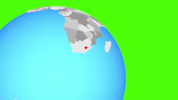 Zooma till Lesotho på blå glob — Stockvideo