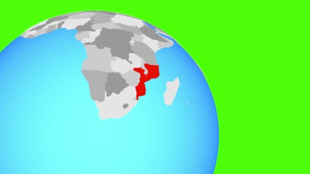 青い地球上のモザンビークにズーム — ストック動画