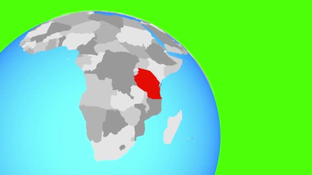 Přiblížení k Tanzanii na modré zeměkouli — Stock video