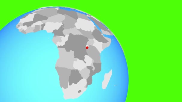 Zbliżenie do Burundi na niebieskiej kuli ziemskiej — Wideo stockowe