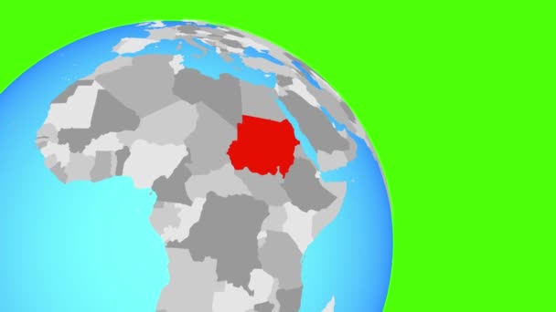 Nagyítás Szudánra a kék gömbben — Stock videók